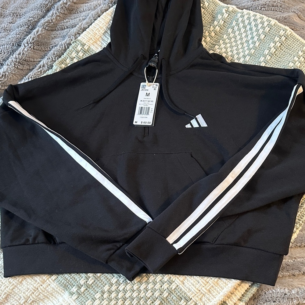 NWT women’s adidas cropped hoodie quarter zip - Picture 2 of 6